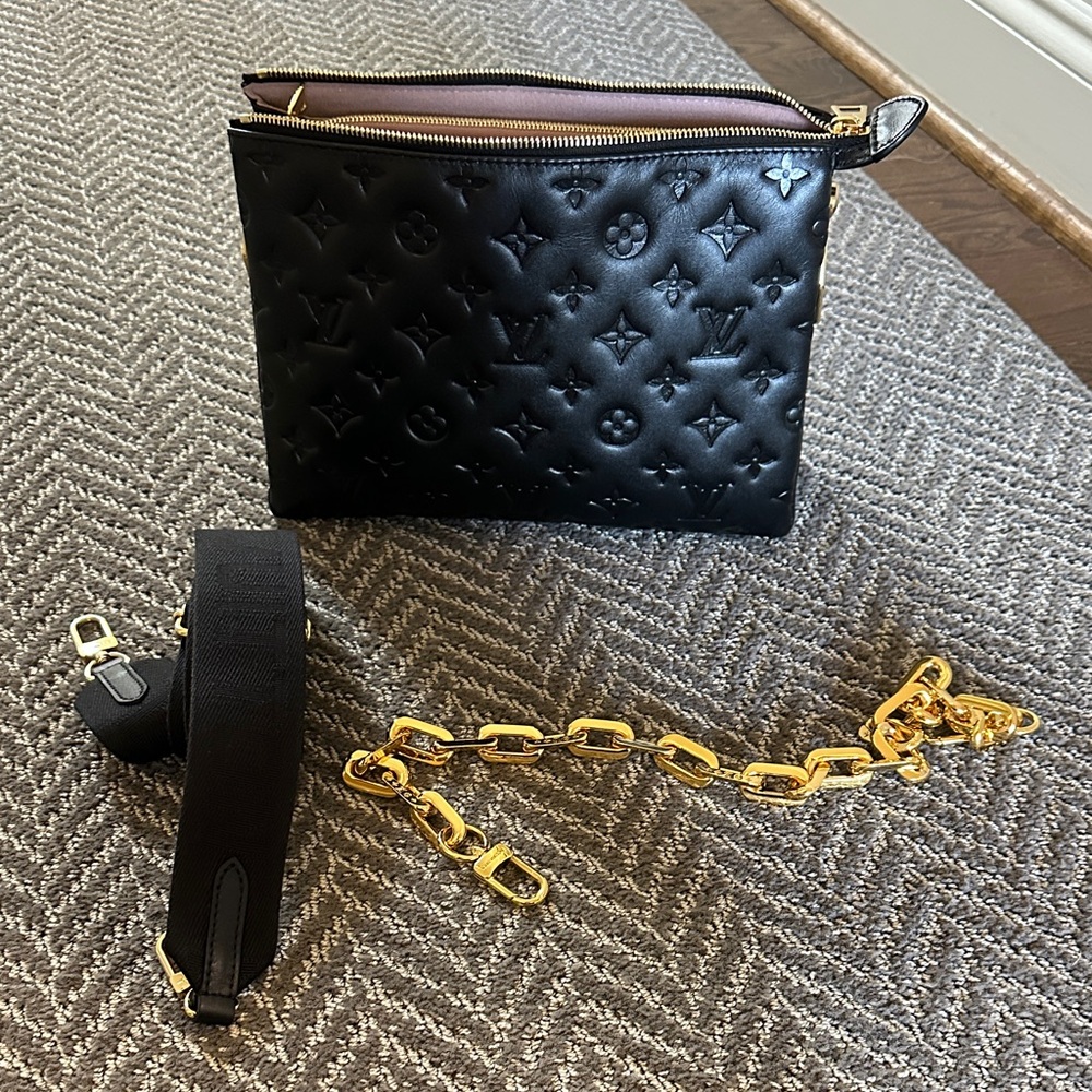 Louis Vuitton Black Clutch with Gold Chain